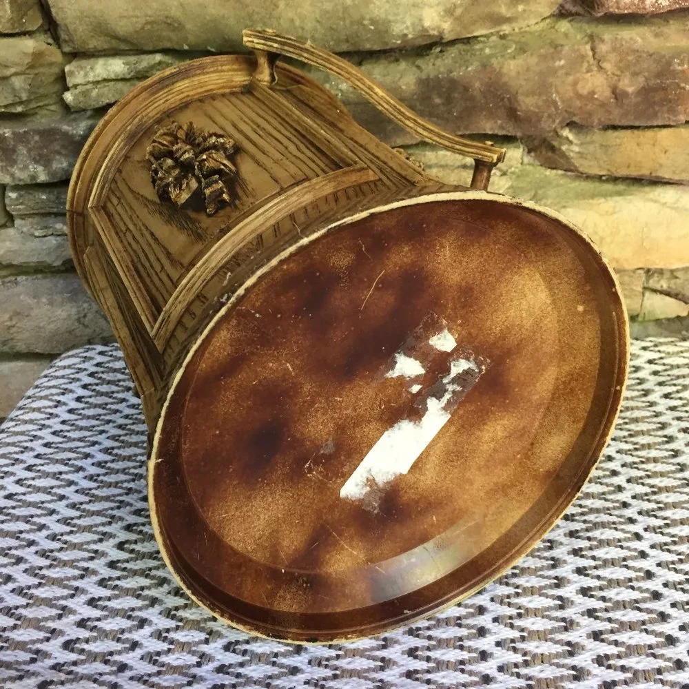 VTG Ice Bucket Faux Wood 70s Barware Brentwood